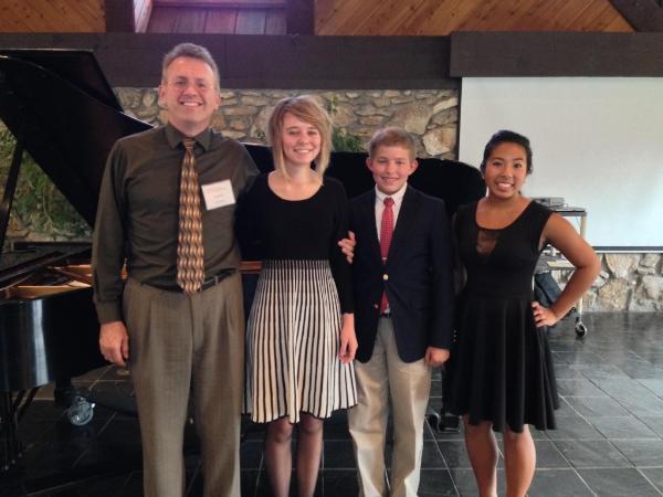 Four students performed at the NC Music Teachers Association Honors Recital in October, 2013 at Mars Hill University. Pictured with Dowell Idol are Claire Gill, Will Phillips, and Chelsea Abad. (Not pictured is Ayomide Ojebuoboh)